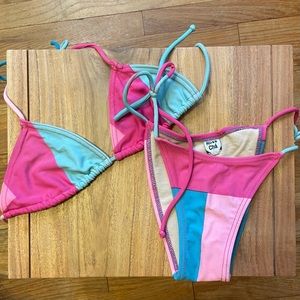 Rosa Chá Color Block Teeny Bikini